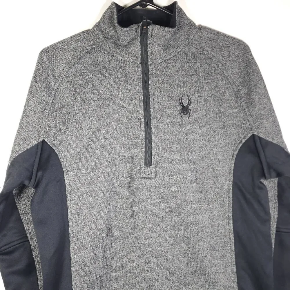 Spyder Men's Outbound M Gray Black 1/2 Zip Outdoor Core Jacket Pullover Sweater